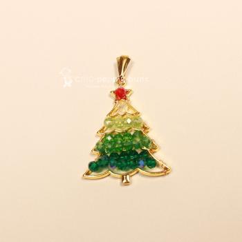 Kettenanhänger Weihnachten Weihnachtsbaum vergoldet mit Schluppe, Modeschmuck handmade chic-peppig-bunt