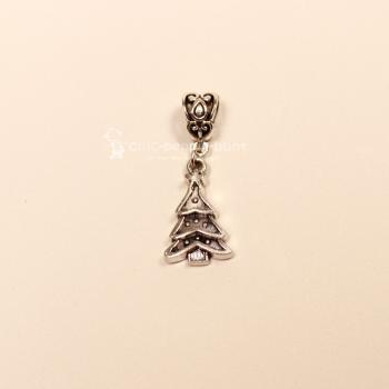 Kettenanhänger Weihnachten Weihnachtsbaum versilbert mit Schluppe, Modeschmuck handmade chic-peppig-bunt