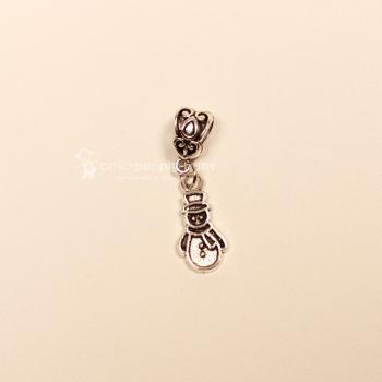 Kettenanhänger Weihnachten Schneemann versilbert mit Schluppe, Modeschmuck handmade chic-peppig-bunt