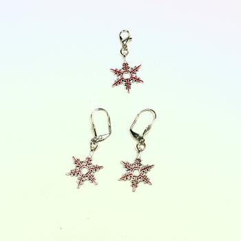 Schmuck-set Ohrringe mit Charmsanhänger Schneeflocke