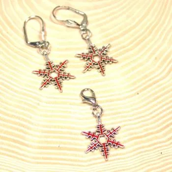 Schmuck-set Ohrringe mit Charmsanhänger Schneeflocke - kettenanhaenger ohringe set passend weihnachten handmade versilbert modeschmuck schneeflocke