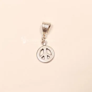 Kettenanhänger mini Peace Zeichen versilbert - kettenanhaenger peace modeschmuck versilbert klein