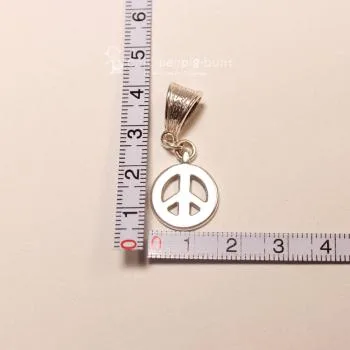 Kettenanhänger mini Peace Zeichen versilbert - kettenanhaenger peace modeschmuck versilbert klein