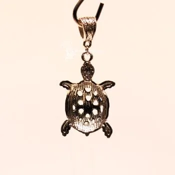 XL Kettenanhänger Schildkröte – Versilberter Eyecatcher aus Metall - kettenanhaenger schildkroete gross versilbert