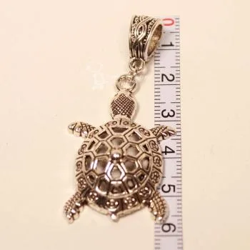 XL Kettenanhänger Schildkröte – Versilberter Eyecatcher aus Metall - kettenanhaenger schildkroete gross versilbert