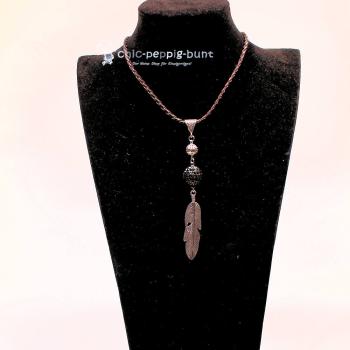 Kettenanhänger Silber Blatt schmal Strassperle schwarz