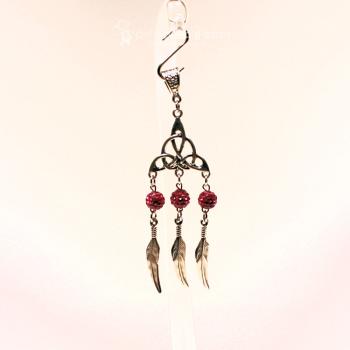 Kettenanhänger Traumfänger Metall versilbert Feder Strass Perle