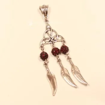 Kettenanhänger Traumfänger Feder Metall versilbert Strass Perle - kettenanhaenger traumfaenger metall versilbert strass perlen bordeaux fluegel
