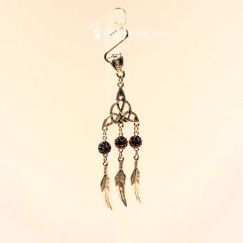 Kettenanhänger Traumfänger Feder Metall versilbert Strass Perle