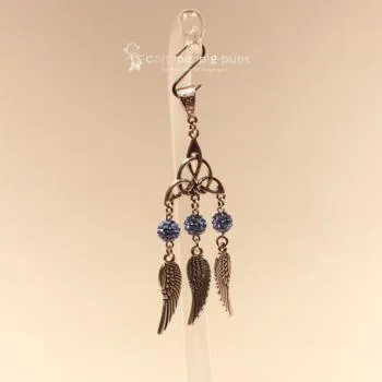 Kettenanhänger Traumfänger Feder Metall versilbert Strass Perle hellblau - kettenanhaenger traumfaenger metall versilbert strass perlen hellblau fluegel