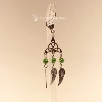 Kettenanhänger Traumfänger Feder Metall versilbert Strass Perle hellgruen - kettenanhaenger traumfaenger metall versilbert strass perlen hellgruen fluegel