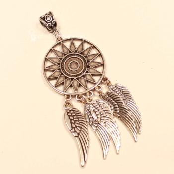 Kettenanhänger Traumfänger rund Sonne mit Flügel Metall