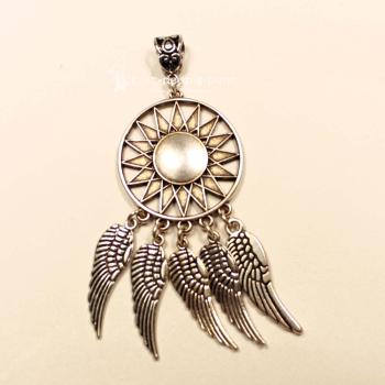 Kettenanhänger Traumfänger rund Sonne mit Flügel Metall