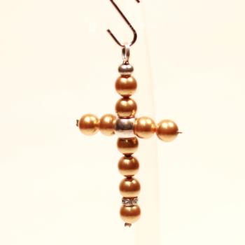 Kreuz Kettenanhänger Gold-Glanzeffekt – Versilbertes Unikat