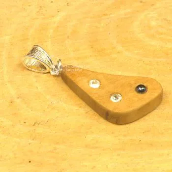 Kettenahänger ausgefallene Form aus Holz mit Strass Steinen