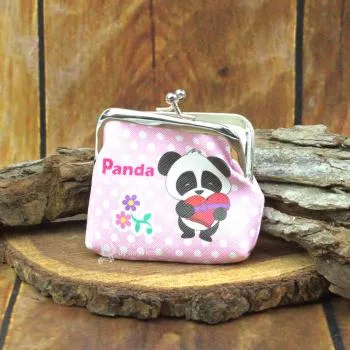 kleine Geldbörse lustiges Panda Motiv mit Blumen