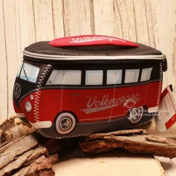 Kosmetiktasche Neopren VW T1 Bus rot - schwarz - kulturtasche bulli vw t1 bus volkswagen