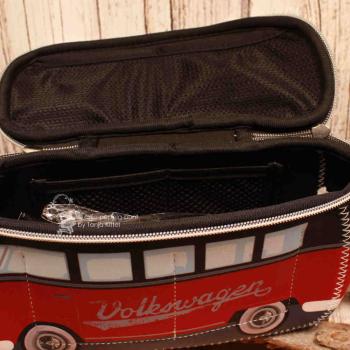 Kosmetiktasche Neopren VW T1 Bus rot - schwarz