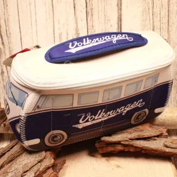 Kosmetiktasche Neopren VW T1 Bus blau - weiss - kulturtasche bulli vw t1 bus volkswagen blau