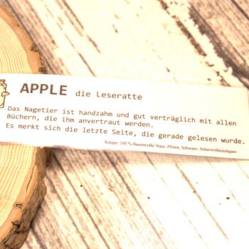 Lesezeichen Leseratte Apple hellgrün gehäkelt