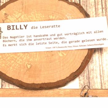 Lesezeichen Leseratte gehäkelt Billy grau
