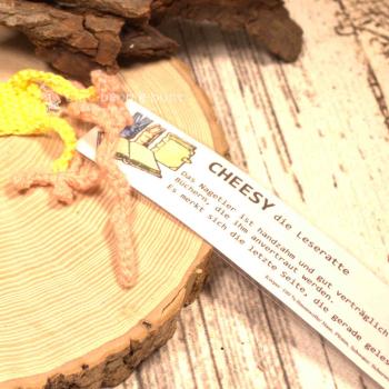 Lesezeichen Leseratte Cheesy gehäkelt gelb