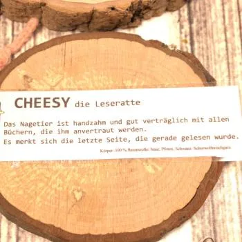 Lesezeichen Leseratte Cheesy gehäkelt gelb - lesezeichen gehäkelt maus cheesy gelb handmade