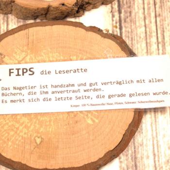Lesezeichen Leseratte Fips blau gehäkelt