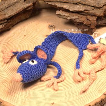 Lesezeichen Maus Fips Blau Handgehäkelt 100% Baumwolle Leseband Bookmark 31 cm