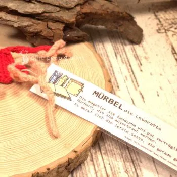 Lesezeichen Leseratte Mürbel rot gehäkelt - lesezeichen gehäkelt maus muerbel rot handmade