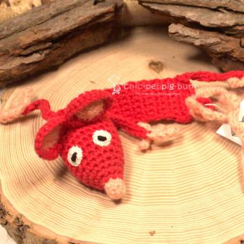 Lesezeichen Maus Mürbel Rot Handgehäkelt 100% Baumwolle Leseband Bookmark 31 cm