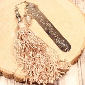 Lesezeichen Metall mit Quaste und grauen Engel