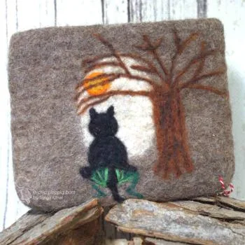 Geldbeutel filz Katze mit 1 Fach