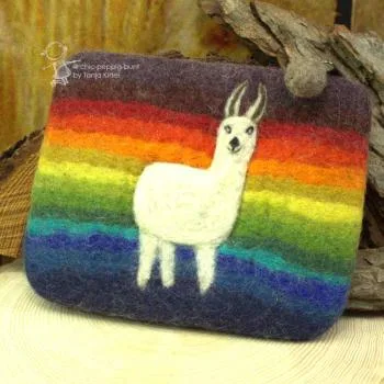Mäppchen filz mit Lama Motiv