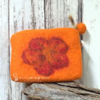 Mäppchen mini Filz mit Blumen Motiv