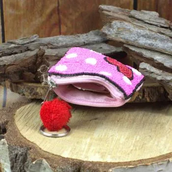rosa Schlüsselmäppchen mit glitzer Perlen bestickt