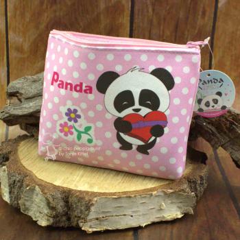 Mäppchen gross - Panda-Motiv - rosa mit weissen Punkten