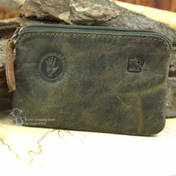 Schlüsselmäppchen Leder olive