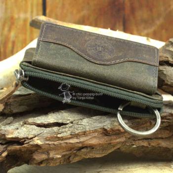 Leder Schlüsselmäppchen olive