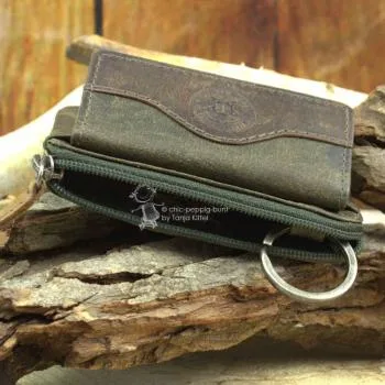 Leder Schlüsselmäppchen olive