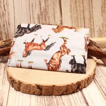 Mäppchen Stoff 1 Fach hellblau mit Pferden