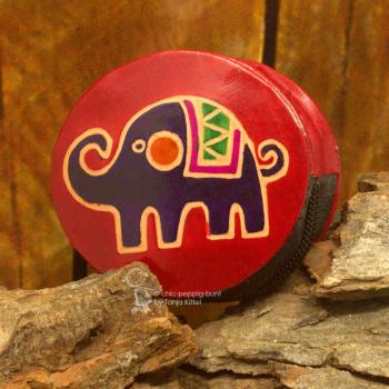 Mini-Geldbeutel - rot - Kunstleder - Elefant