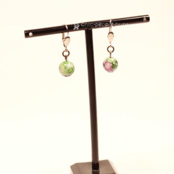 Ohrringe Kugel mamoriert 1 cm Durchmesser Klappbrisur