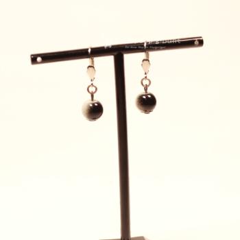 Ohrringe Kugel mamoriert schwarz-weiss 1 cm Durchmesser Klappbrisur