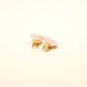 Vergoldete Keramik-Ohrclips Blume – Gelb & Rosa Unikate - ohrring ohrclip vergoltet modeschmuck blume gelb rosa