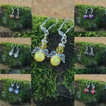 Mini Swarowski Engel-Ohrringe - ohrringe engel klein farben