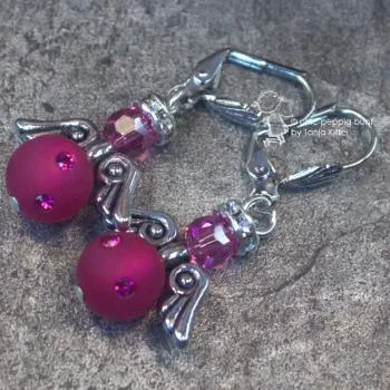 Ohrringe Engel Swarowski klein - ohrringe engel klein pink