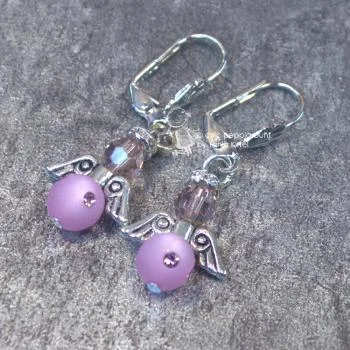 Mini Swarowski Engel-Ohrringe - ohrringe engel lila mini