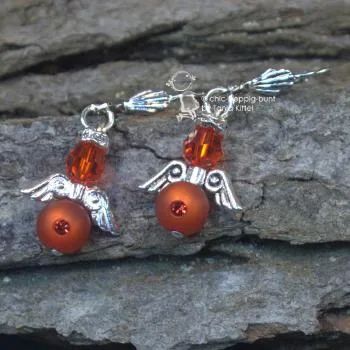 Mini Swarowski Engel-Ohrringe - ohrringe engel rotbraun mini
