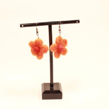 Ohrringe Filz orange - rot Blume Fischhaken Hänger